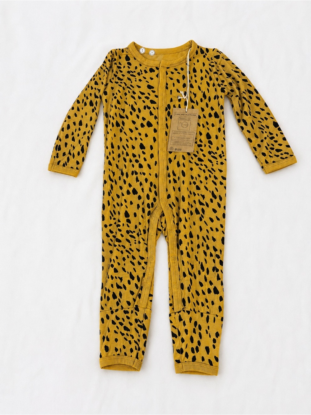 Kyte BABY Mustard Yellow One-Piece Footie with Black Spot Print